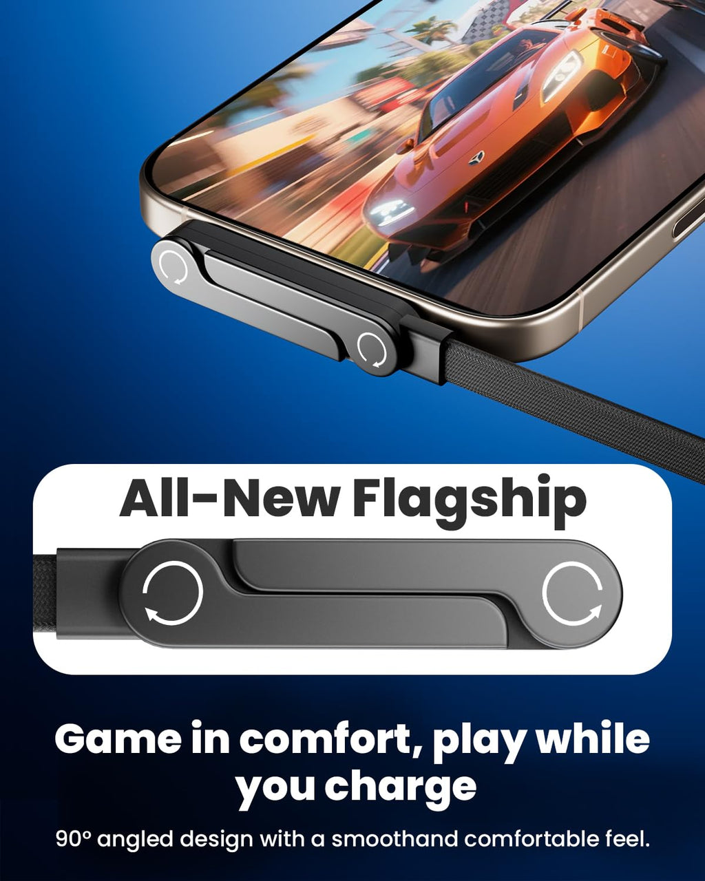 240W USB-C to USB-C cable with built-in phone stand – product image