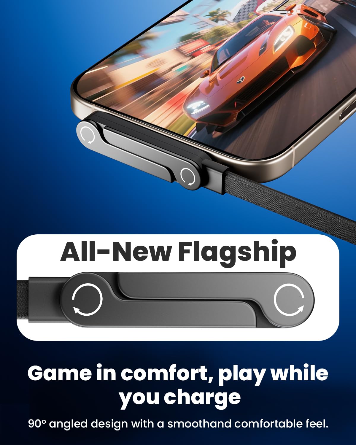 240W USB-C to USB-C cable with built-in phone stand – product image