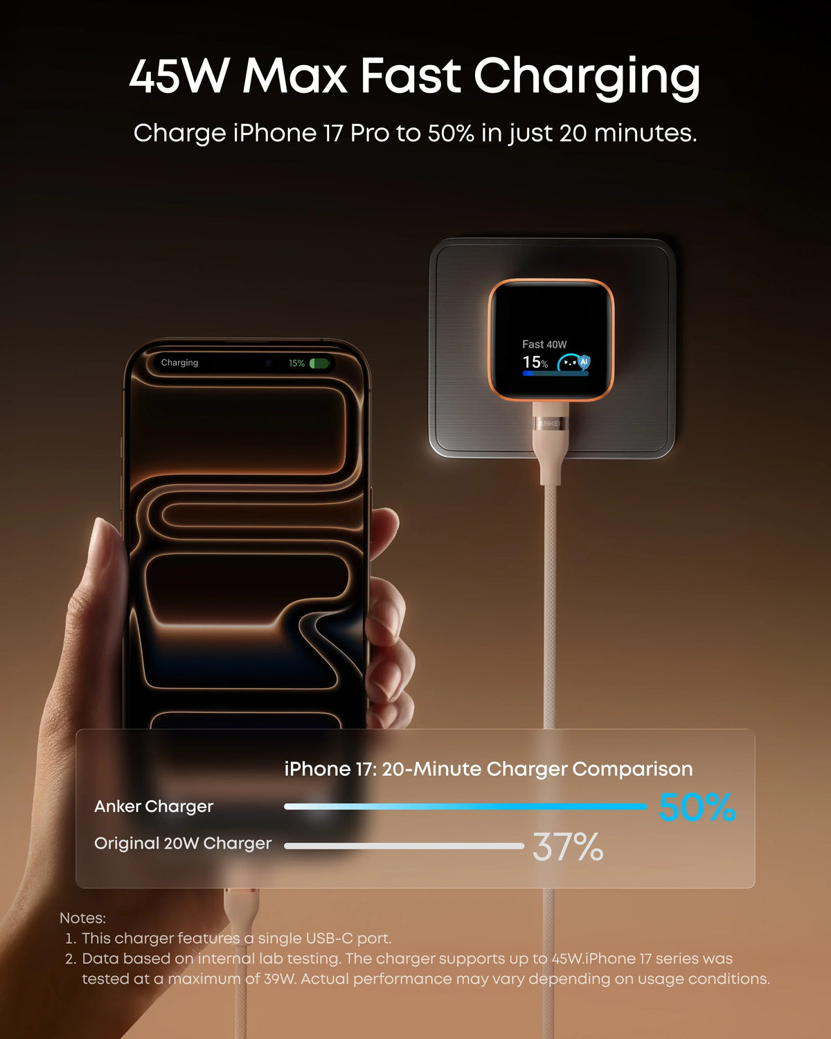 Anker Nano Charger 45W Smart Display – product image