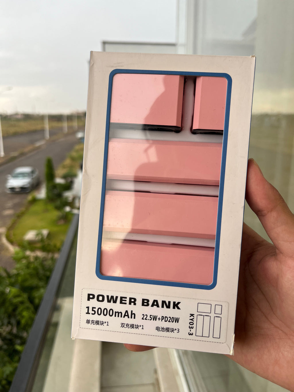 15000mAh 22.5W PD20W power bank with built-in Lightning cable – KY03-3 – product image