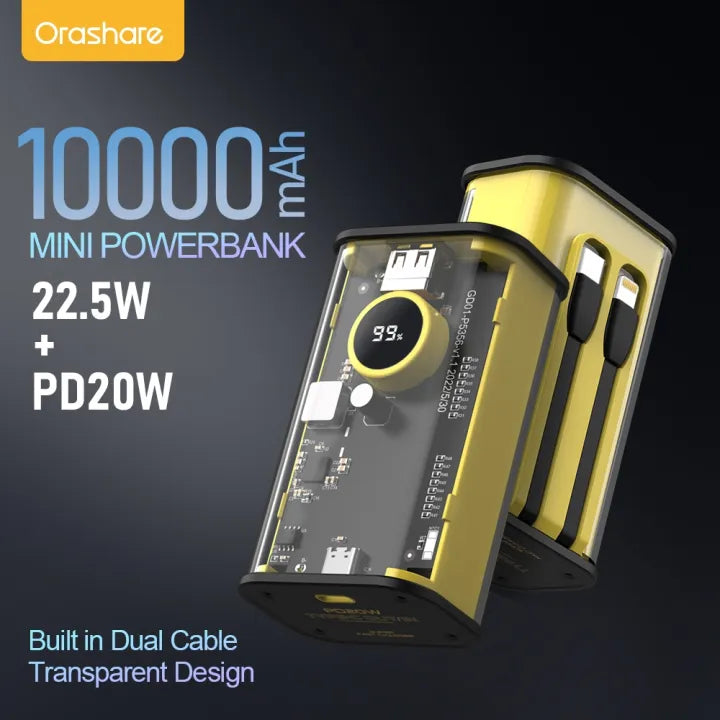 Orashare OT10CL 10000mAh transparent mini power bank – product image