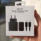 Samsung EP-T6511 65W PD power adapter trio with USB-C cable – product image