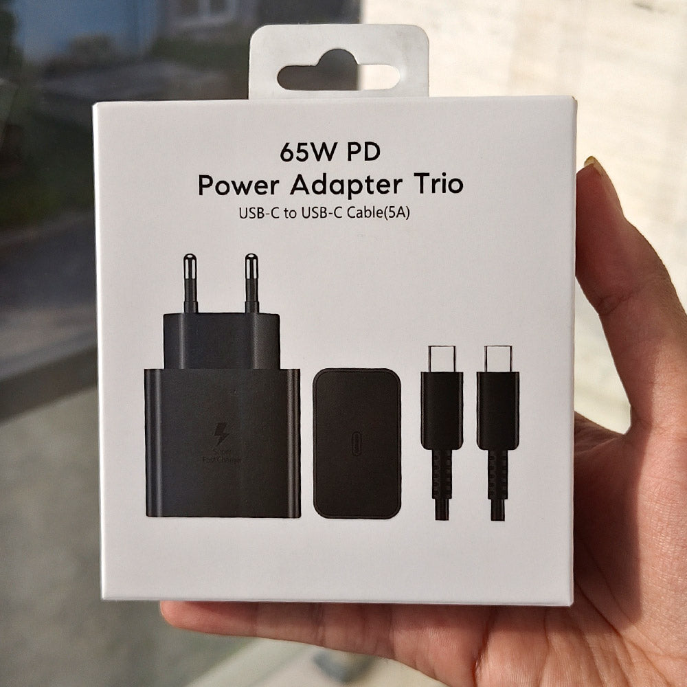 Samsung EP-T6511 65W PD power adapter trio with USB-C cable – product image