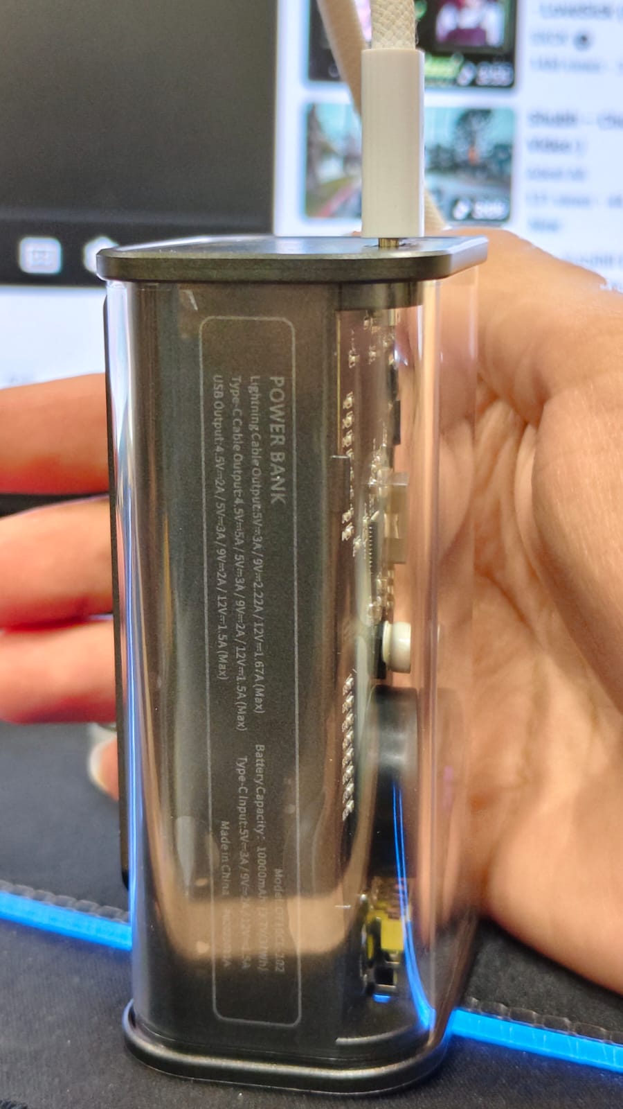 Orashare OT10CL 10000mAh transparent mini power bank – product image